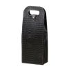 2-Bottle Wine Carrier Bag PU Leather Wine Bottle Tote Bags for Wedding Festival Picnic Travel Dinner Party, Black