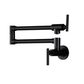 Pot Filler Faucet; Modern Brass Pot Filler Two-Attachment Wall Mount Folding Kitchen Pot Filler Swing Arm
