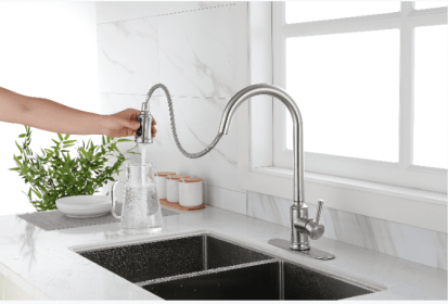 Stainless steel kitchen faucet