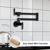 Pot Filler Faucet; Modern Brass Pot Filler Two-Attachment Wall Mount Folding Kitchen Pot Filler Swing Arm