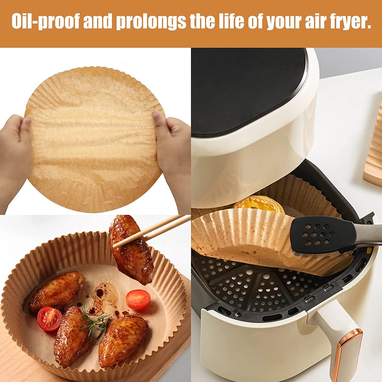 Air Fryer Disposable Paper 100 Pcs Round Non-Stick Paper Prime Oil