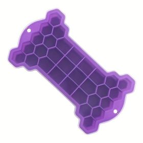 1pc Silicone Ice Tray With Lid; Large Capacity Ice Box; Bone Shaped Silicone Ice Tray; Homemade Ice Cube Mold; Kitchen Tools (Color: Purple)