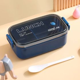 Lunch Box Microwavable Bento Box Food Container Dinnerware Lunchbox For Kids Student Office Sealed Leak-proof Portable Boxes (Color: Navy Blue)