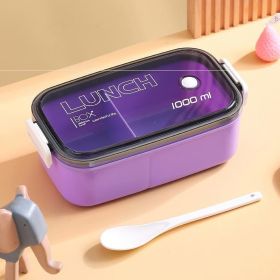 Lunch Box Microwavable Bento Box Food Container Dinnerware Lunchbox For Kids Student Office Sealed Leak-proof Portable Boxes (Color: Purple)