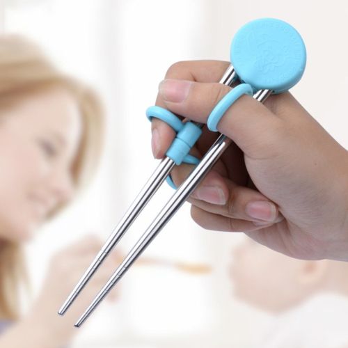 Learning Chopsticks Helper Training Chopstick Stainless Steel Chopsticks for Right or Left Handed Kids Teens Adults Beginners