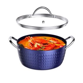 Aluminum Ceramic Coating Cooking Pot Milk Pan Non Stick Saucepan Casserole Dish (Color: Blue)
