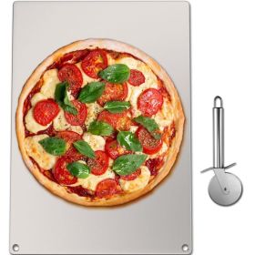 Party Dinner Steel Pizza Baking Plate Stone Baking Surface For Oven Cooking And Baking (Color: Silver)