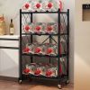 Metal Storage Shelves with Wheels Foldable Garage Shelving No Assembly Shelving Unit Collapsible Shelves for Kitchen Bathroom