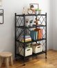 Metal Storage Shelves with Wheels Foldable Garage Shelving No Assembly Shelving Unit Collapsible Shelves for Kitchen Bathroom