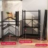 Metal Storage Shelves with Wheels Foldable Garage Shelving No Assembly Shelving Unit Collapsible Shelves for Kitchen Bathroom