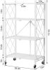 Metal Storage Shelves with Wheels Foldable Garage Shelving No Assembly Shelving Unit Collapsible Shelves for Kitchen Bathroom