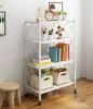 Metal Storage Shelves with Wheels Foldable Garage Shelving No Assembly Shelving Unit Collapsible Shelves for Kitchen Bathroom
