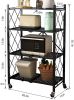 Metal Storage Shelves with Wheels Foldable Garage Shelving No Assembly Shelving Unit Collapsible Shelves for Kitchen Bathroom