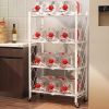 Metal Storage Shelves with Wheels Foldable Garage Shelving No Assembly Shelving Unit Collapsible Shelves for Kitchen Bathroom