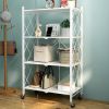 Metal Storage Shelves with Wheels Foldable Garage Shelving No Assembly Shelving Unit Collapsible Shelves for Kitchen Bathroom